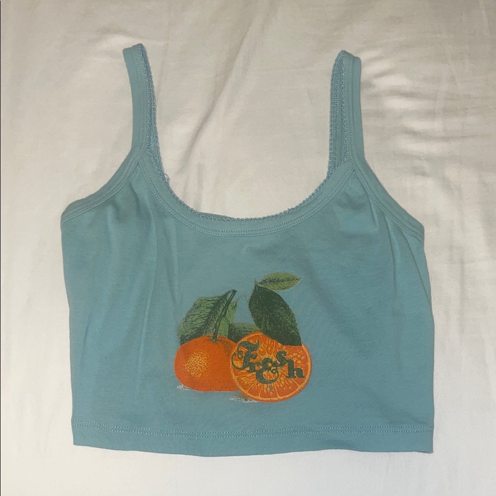 Urban Outfitters Blue Tank Top with Orange Graphic